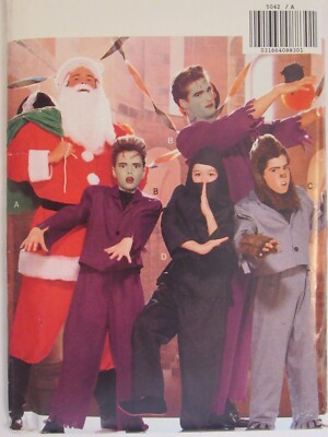 OOP BUTTERICK 5042 Mens Santa Frankenstein Ninja Monster COSTUME PATTERN XS-L UC
