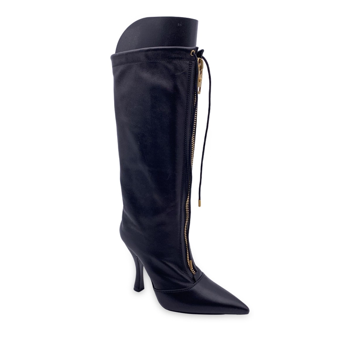 Authentic Versace boots Versace Black Patent Leather Lace-Up Boots Size 42 EU main image 4