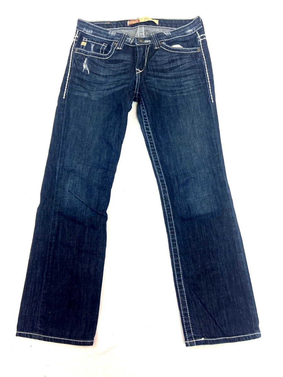 Big Star Jeans Womens 27S 27x27 Maddie Mid Rise Straight Rodeo Thick Stitch Dark