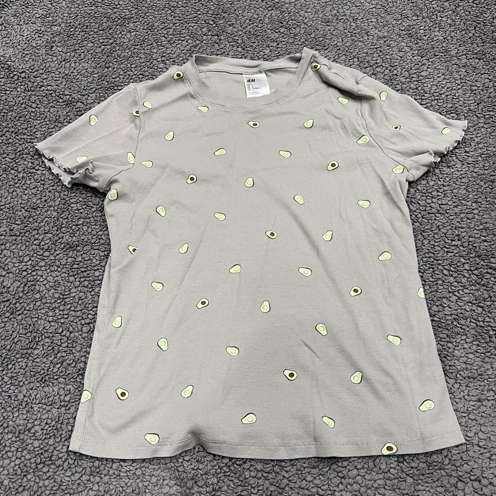 H&M Shirt Womens Small Avocado Graphic Tee Short Sleeve Casual Minimal