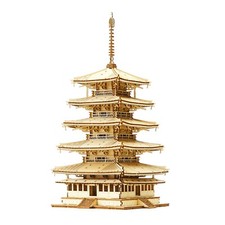 Ki-gu-mi Five-storied pagoda Puzzles Wooden 3D Puzzle AssemblyKit from Japan
