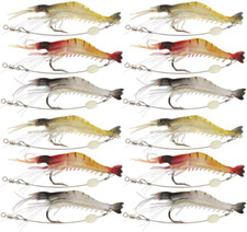 12 Señuelos de pesca de agua salada y dulce Señuelo de Camarones de Pesca Cebo