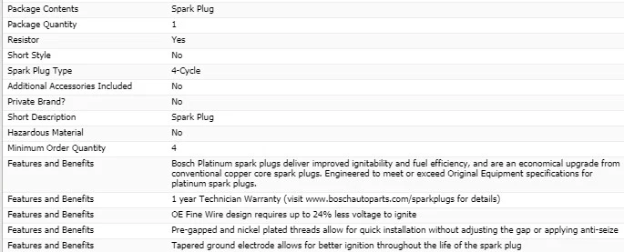 8 Spark Plugs Bosch Platinum For 1984-1985 MERCEDES-BENZ 500SEL V8-5.0L - Image 4 of 4