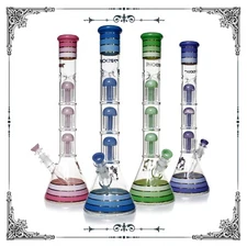 Bong Phoenix Star Triple Mushroom Perc 18" Tall 7mm Thick
