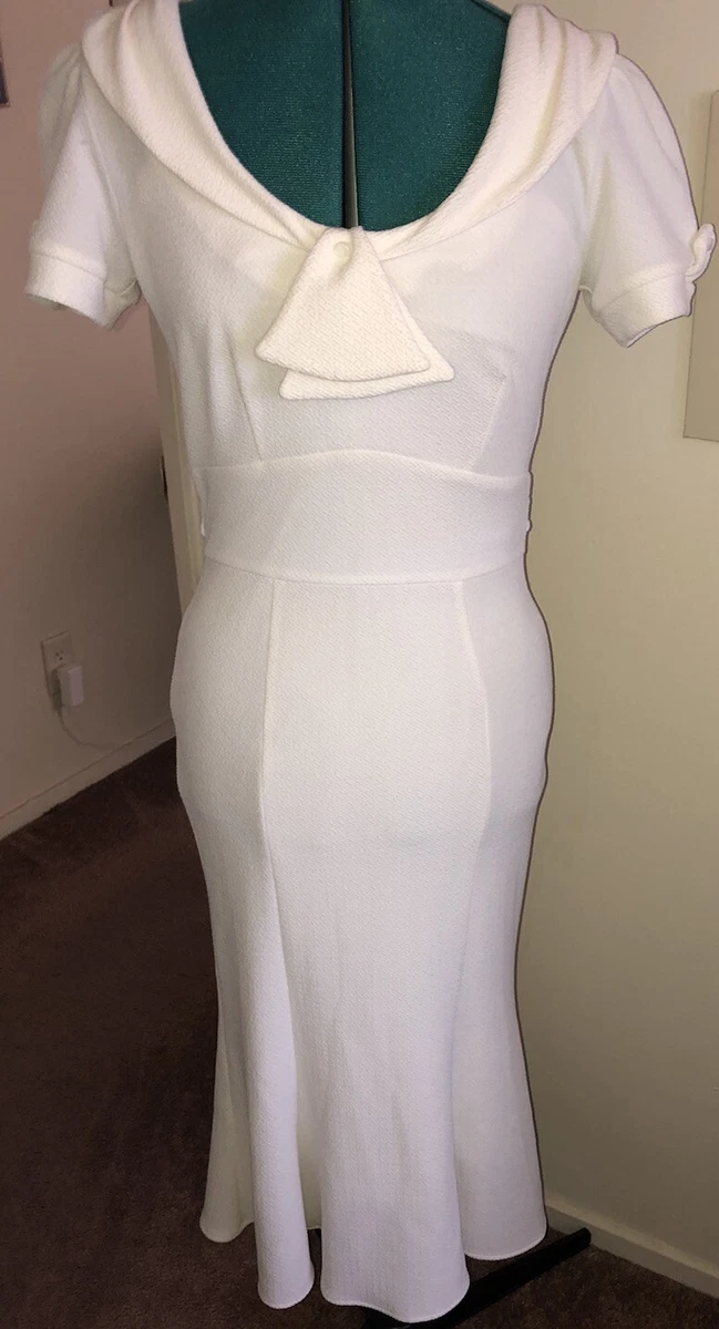 Stop Staring 1930s Style Vintage Repro Railene White Ivory Dress