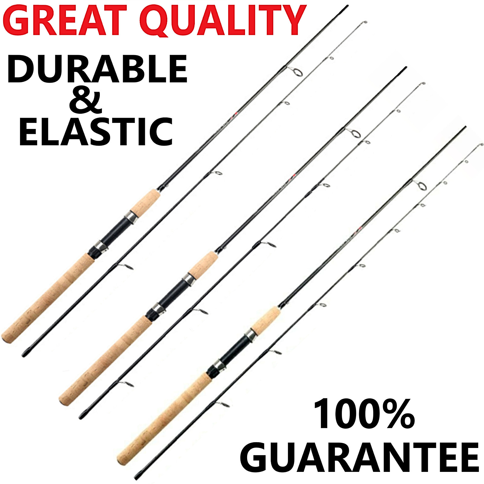 Fishing Pole Spinning Rod Carbon Fiber Portable Medium Fast Lightweight 8ft, 9ft