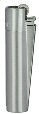 Metal Carbon Clipper Lighter Metal Flint With Case (CM109) Silver