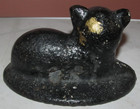 Vintage Antique Black Cat Cast Iron Doorstop Halloween White Eyes Tail Patch — photo 3