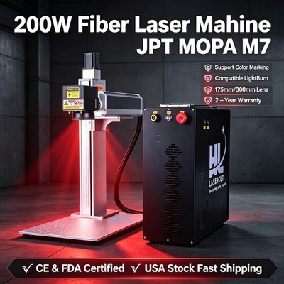 JPT 200W MOPA Fiber Laser Marking Engrave Cutter Machine 500mm 800mm Lift Column