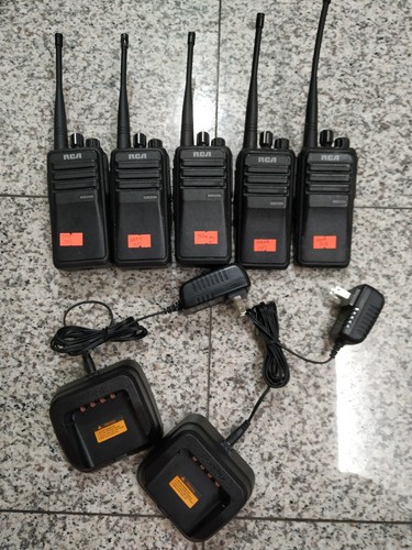 Lot 5 RCA RDR2500U Two-Way Radio Walkie Talkies W/ 2pcs Charge base tested