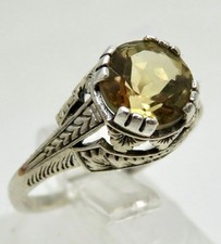 Art Deco 925 Silber Citrin Ring