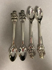 Vintage Used International Silver Company 4 Silver Plated Snowman Spoons 7 1/4"