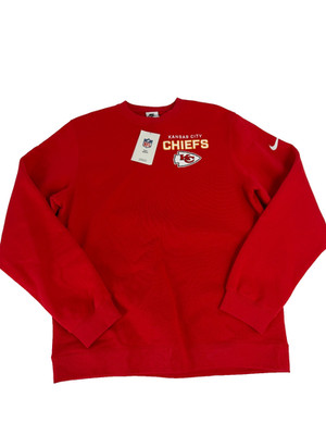 Kansas City Chiefs Nike Mens University Red Club Fleece Crew Sweatshirt Size XL