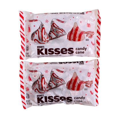 2 PACK HERSHEY'S KISSES Candy Cane Flavored, Christmas Candy Bag 9 oz BB 06/2026
