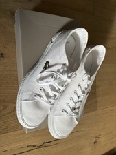 Image of Lacoste Women's White Canvas Trainers Size 6 Brand New With Box