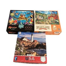 Mixed Jigsaw Puzzle Lot 3 550, 550,  1000 Pieces Multicolor Toy Games