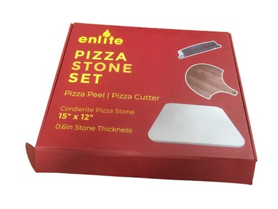 Pizza Stone Set with Pizza Peel & Cutter   Cordierite Baking Stone 15''x12''x0.6''