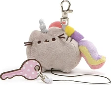 GUND Pusheenicorn Cat Stuffed Animal Plush with Retractable Keychain | Gray 3"