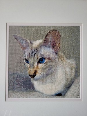 Exquisite gerahmte Nadelspitze Kunst Siamkatze Innendekoration Wandbehang