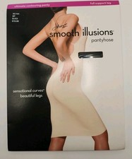 Hanes Smooth Illusions Ultimate Contouring Pantyhose  EF  Barely Black  New