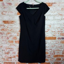 Talbots Sheath Dress Womens 4 Black Cap Sleeve V-Neck Professional Workwear LBD