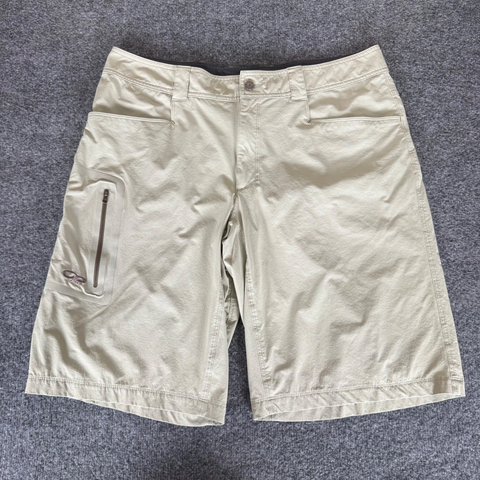 Outdoor Research Hiking Cargo Shorts Mens 38 Beige Trail Travel Performance