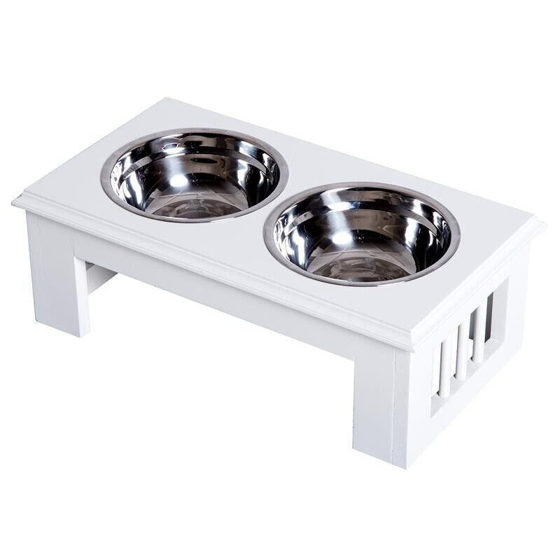 CIOTOLA RIALZATA PER CANI IN ACCIAIO INOSSIDABILE 2 PIATTI 44 X 24 X 15 CM