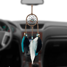Small Dream Catcher for Car Rearview Mirror - Handmade Feather Hanging Charm