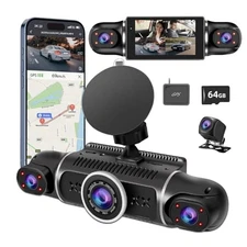 4K Dual Dash Cam Front & Rear with GPS, WiFi, Night Vision & 64GB Storage