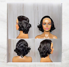 Wavy Bob Wig for Women Black Short Natural Look 4 4 100/ 100 human