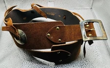 Vintage Tex Tan Woodstock Collection Belt Cowhide & Buckle 36 Hippie Western