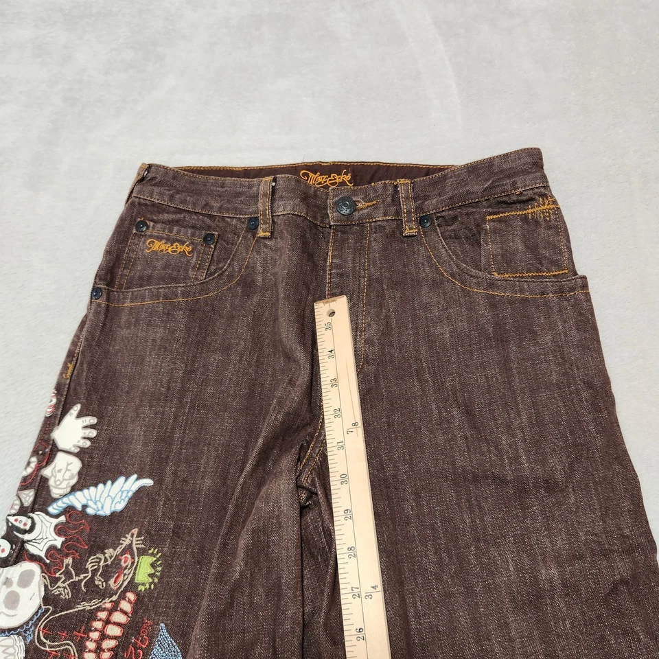 Pantalones de mezclilla Marc Ecko para hombre 30x30 grunge Y2K Streetwear marrón gráficos dragón Foto 2 de 4