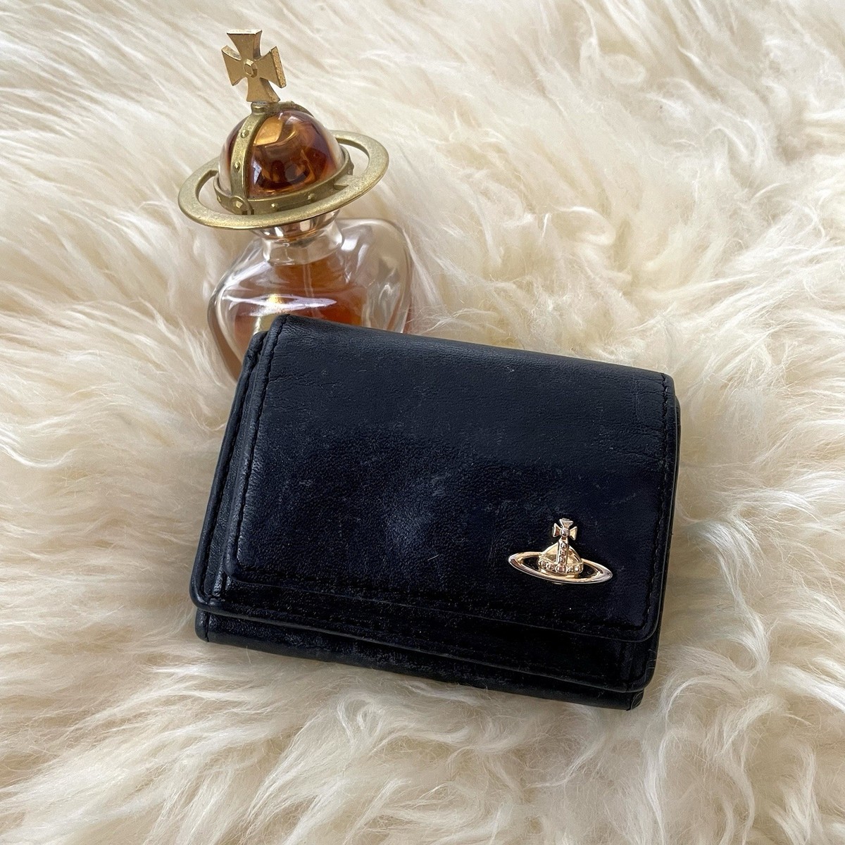 小物 Vivienne Westwood Orb Polka Dot Wallet Vivienne Westwood ORB leather Tri-Fold Compact Wallet from Japan