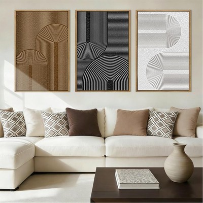 Extra Large Abstract Modern Wall Art Abstract Line Wall Decor Framed Dark Wal...