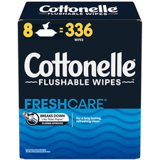 Fresh Care Flushable Wet Wipes, Adult Wet Wipes, 8 Flip-Top Packs, 42 Wipes per