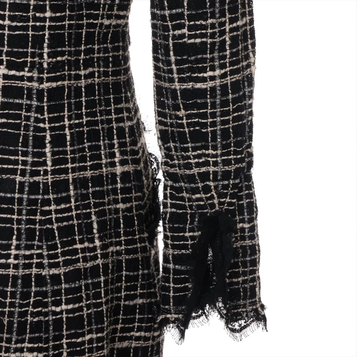 Cappotto lungo Chanel Coco Button 05P cotone e nylon 38 donna nero × bianco P26076