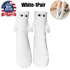 Funny Matching Couple Socks Instagrammable Magnetic Hand Hold Mid Calf Set for D