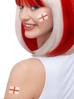 Smiffys Make-Up Fx England Tattoo Transfers 6Pk Rot Weiß