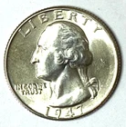 1947 25c Washington Silver Quarter Dollar Philadelphia Uncirculated