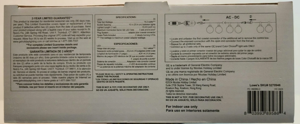 GE LED G50 Ice Ball Lights Color Choice 20-Count Multi-function White/Multicolor - Image 3 of 4