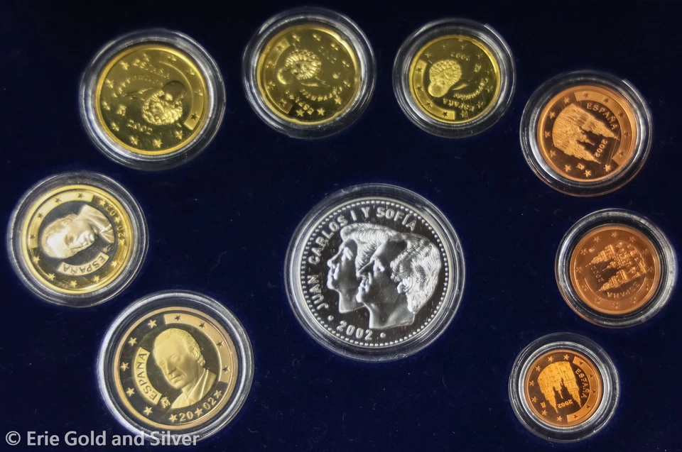 2002 Spain 8pc Proof Set + 12 Euro Commemorative Silver Coin w/ Box & COA - Image 2 of 4