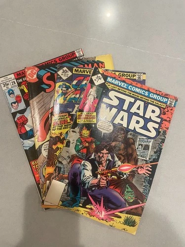 Lot of 4 Vintage Comics: Superman, Star Wars, The Invaders, and Captain America