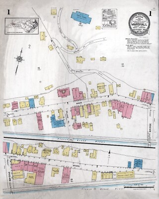 #ad #ad 1924 Town Map of Marshall Madison County North Carolina $50.00