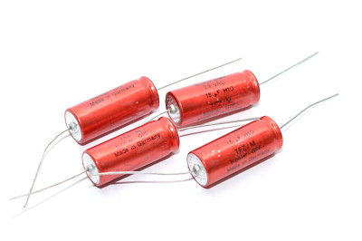 4x Elko-Bipolar-Kondensator von WEGO Typ TFZ/M, 15 µF / 23 V, Capacitor, NOS
