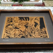 Roger Pfab Signed Oak Wood Scroll Saw Wall Art '' Time To Rest'' Forest Buck