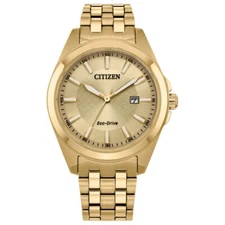 Citizen Men's Classic Date Eco-Drive Gold Stainless Steel Watch 41 MM BM7532-54P