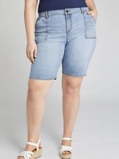 NWT Lane Bryant Boyfriend Fit Denim Utility Bermuda Short Sz 18, 20, 22 Orig 60