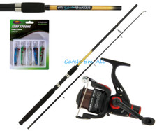 6ft 2pc Spinning Rod and Reel Pike Perch Trout Bass Sea CKR30 + 7g Lures