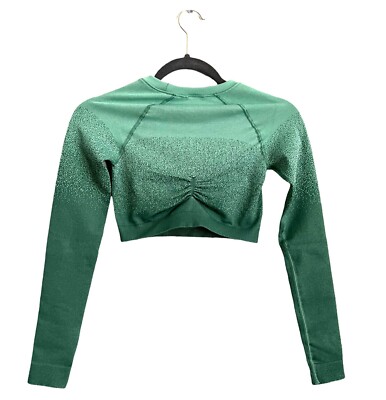 Gymshark Women's Adapt Ombre Seamless Long Sleeve Crop Top Size XS Green NEW