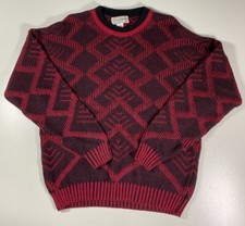 Vintage Expressions Geometric Dad Sweater Sz M Wool Made In Italy 80s
